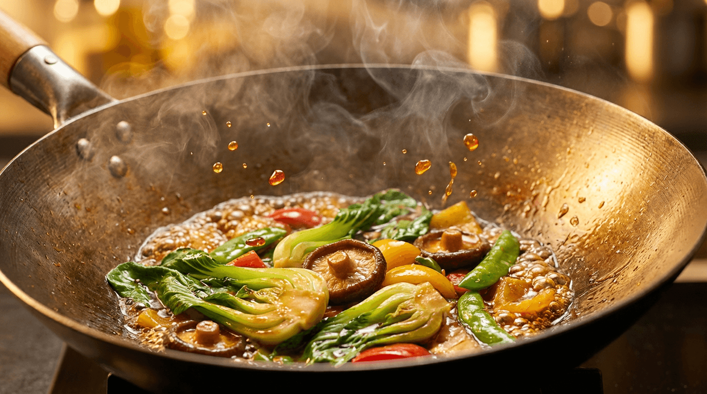 Steam rising from the grill during cooking